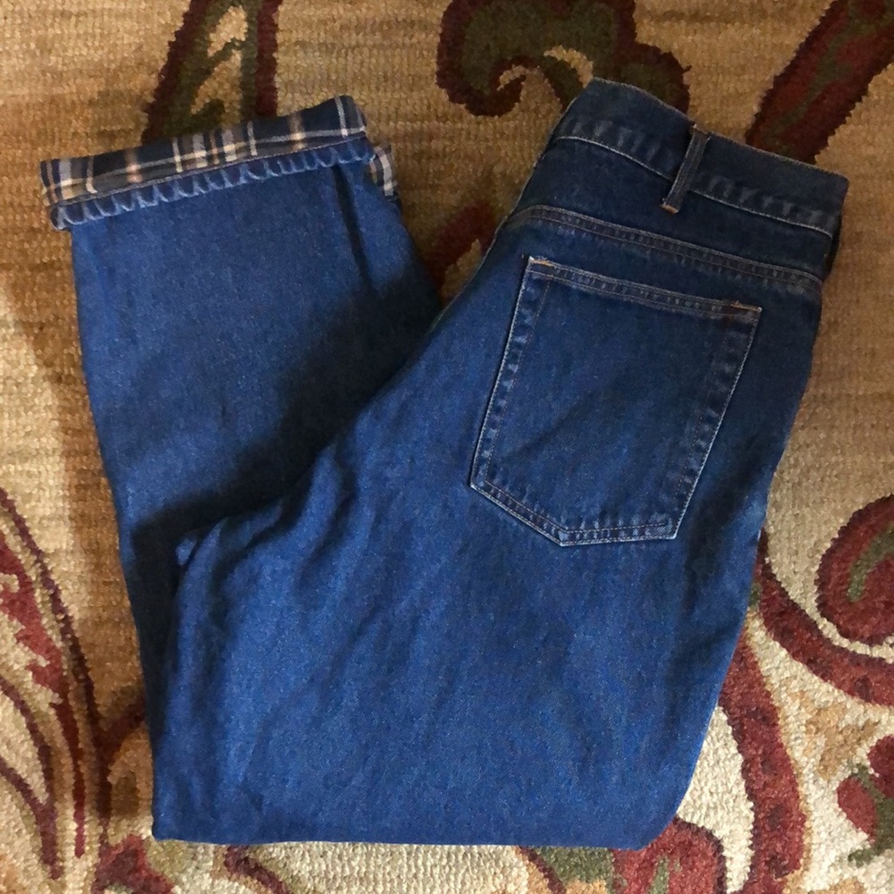 SCANDIA WOODS Size 37 S Flannel Lined 100% Cotton Cozy Denim Jeans Chore NESccc
